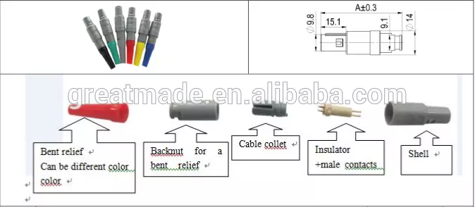 Sèrie PAG de plàstic 1P Enchufe recte amb relleu doblat 1 passador de 14 claus al cable de soldadura per 4.0-5.2mm