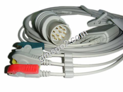 Ús amb una sola peça de Nihon Kohden ECG per Cable amb Leadwire, 3-plom, IEC, lladre, 11PIN