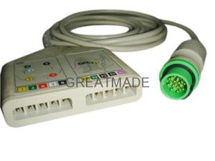 Compatoble Fukuda DS7300 enllaç múltiple ECG tronc Cable, 10-plom, IEC, ronda 12PIN, 20 K resistència