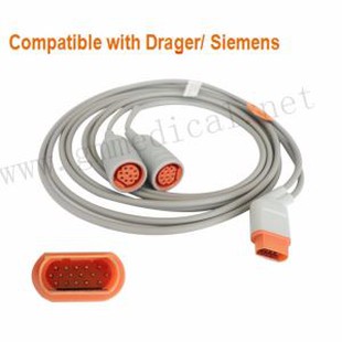 Cable adaptador de transductor IBP de pressió arterial invasiva compatible amb Drager Siemens, endoll de 16 pines de 10 pines