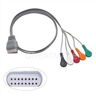 Cable de pacient Holger Recorder ECG 16 pins 5 derivacions Snap 4.0 IEC Standard compatible per a màquina Edan Holter Recorder SE-2003 2012